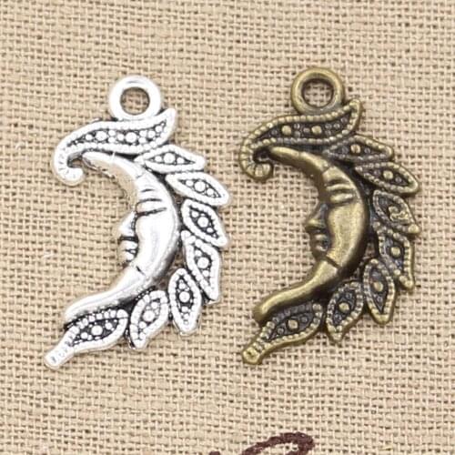 12pcs Charms Moon 30x24mm Antique charms,pendant fit,Vintage Tibetan Bronze Silver color,DIY Handmade Jewelry