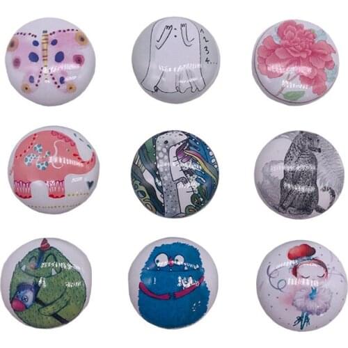 1x Hand Painted Cartoon Look Ceramic Door Handles Cute for Kids Furniture Drawer Pulls Kitchen Cabinet Knobs and Handles 39mm