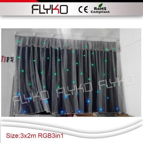 3X2M Good quality blue and white Led star cloth backdrop