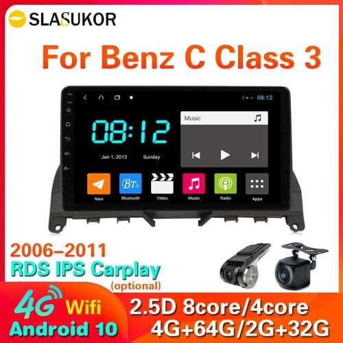 4G LTE 64G Rom DSP Android 10 Car Radio Multimedia Video Player Navigation GPS For Mercedes Benz C Class 3 W204 S204 2006 - 2011