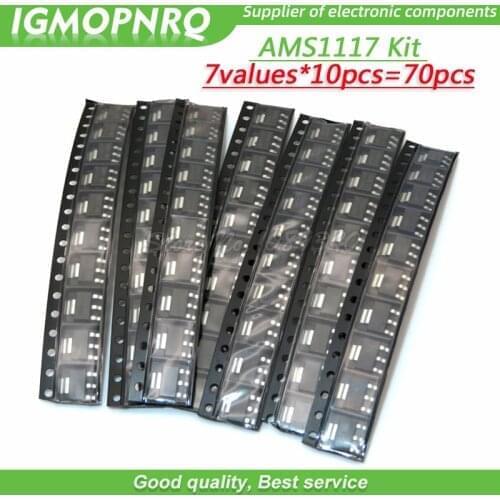 70pcs AMS1117 Kit AMS1117-1.2 AMS1117-1.5 AMS1117-1.8 AMS1117-2.5 AMS1117-3.3 AMS1117-5.0 AMS1117-ADJ each 10pcs