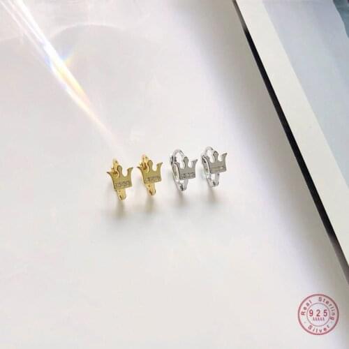 925 Sterling Silver Fashion Pavé Crystal Crown Stud Earrings Women Exquisite Temperament Party Wedding Jewelry Girlfriend Gift