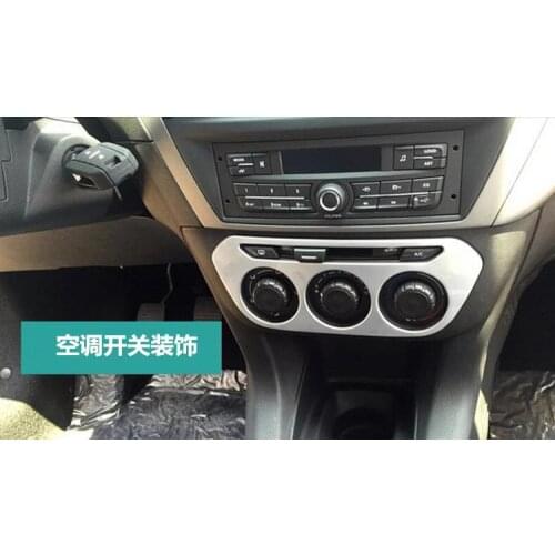Automotive interior stainless steel air conditioning panel frame swi For Peugeot 301 fit Citroen c-Elysee Elysee 2014-2016