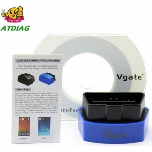 Bluetooth Vgate ELM327 iCar3 V2.1 code reader Supports Android Torque ELM 327 iCar 3 BT Vgate OBDII Diagnostic Tool Interface