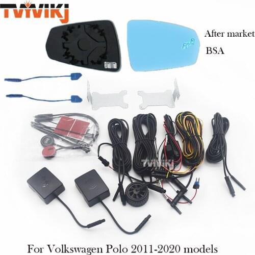 TVYVIKJ Side rearview mirror blue glass lens with blind spot system BSA For VW Volkswag Polo 2011-2020 anti glare BSD