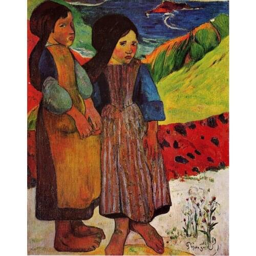 Breton Girls by the Sea by Paul Gauguin oil Painting Canvas High quality hand painted Landscape Art Reproduction