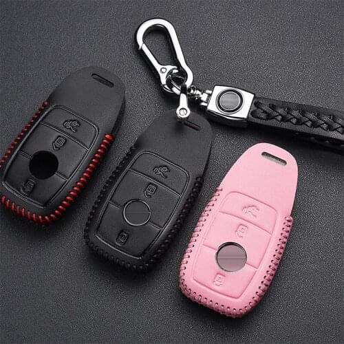 Leather Car Key Bag Car Key Case Car Key Chain Suitable for Benz E300L/GLB C260L/C200 GLC GLA200 B A200 GLE Automotive Interior