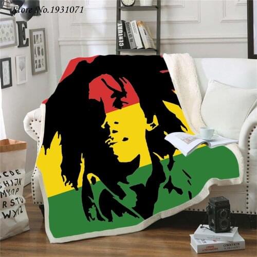 Reggae Singer Bob Marley 3D Printed Fleece Blanket for Beds Thick Quilt Fashion Bedspread Sherpa Throw Blanket Adults Kids 03