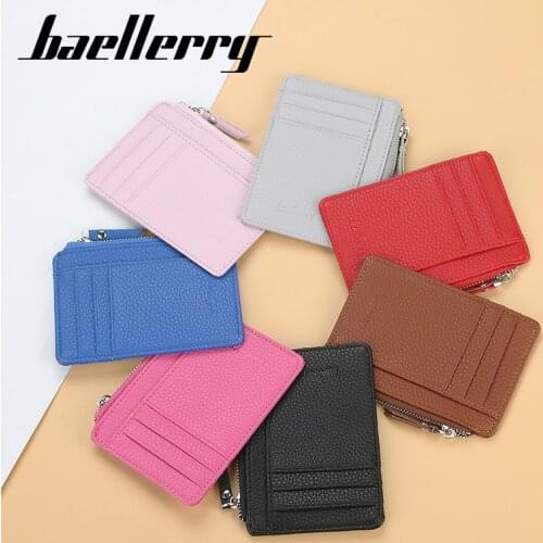 New Fashion Men/Women Mini ID Card Holders Business Credit Card Holder PU Leather Slim Bank Card Case Organizer Wallet Zipper
