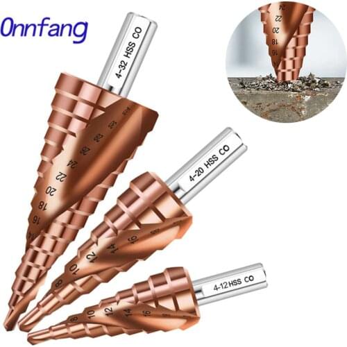 Newst HSS M35 Cobalt Step Drill 4-12/4-20/4-32mm Triangle Shank High Speed Steel Drill Bits Spiral Groove 304 Stainless Steel