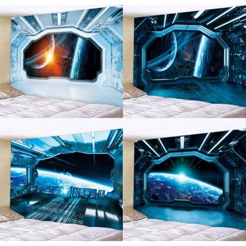 Space capsule psychedelic scene home decoration art print tapestry hippie bohemian decoration yoga mat sofa blanket sheet