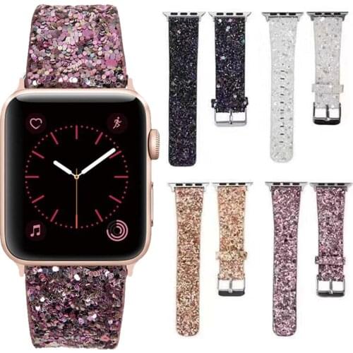 Leather Watch Band for Apple Watch 40mm 38mm 42mm 44mm Bracelet for Iwatch series 5 6 4 3 Flashing Wristband Accessories