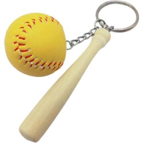5Pcs Creative Baseball Wooden Bat Keychain Bag Pendant Car Decor DIY Crafts Gift For Men Women Keychain Trinket Car Key Ring Toy
