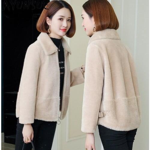 AYUNSUE Winter Jacket Women 2021 100% Real Sheep Shearling Fur Coat Female Short Wool Jackets Casacos Femininos Inverno Gxy214