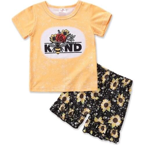 Summer Girl T-shirt Shorts Sets Suits 2pcs Cotton Girls Tees Sets for Kids