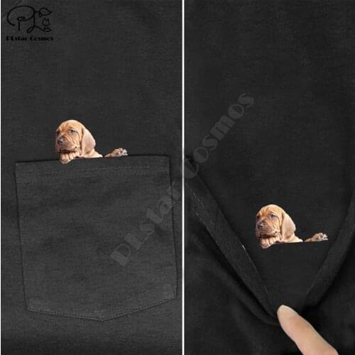 T Shirt Fashion summer pocket dog printed t-shirt mens for women shirts Hip hop tops funny cotton tees drop shipping
