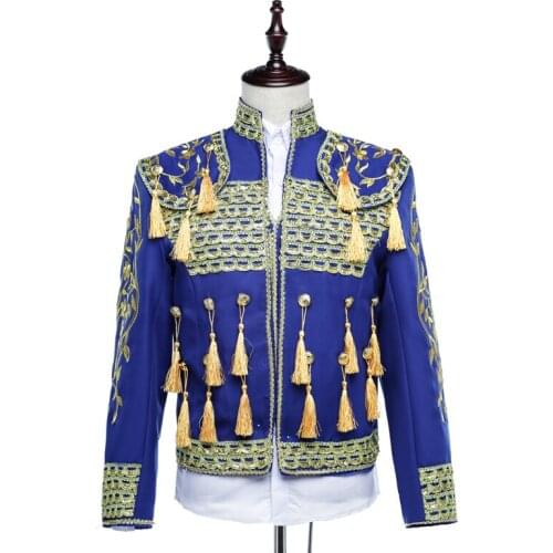 Mens Court Dress Stage Costumes Men Bullfighting Costumes Windbreaker Mens Coats and Jackets Mens Gothic Fashion Hip Hop Jacket