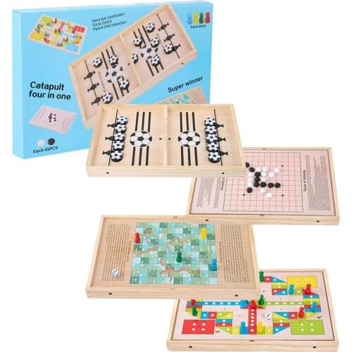 Desktop Play Chess Parent-child Interactive Chess Table Hockey Game Fast Sling Puck Board Game Foosball Toys For Children