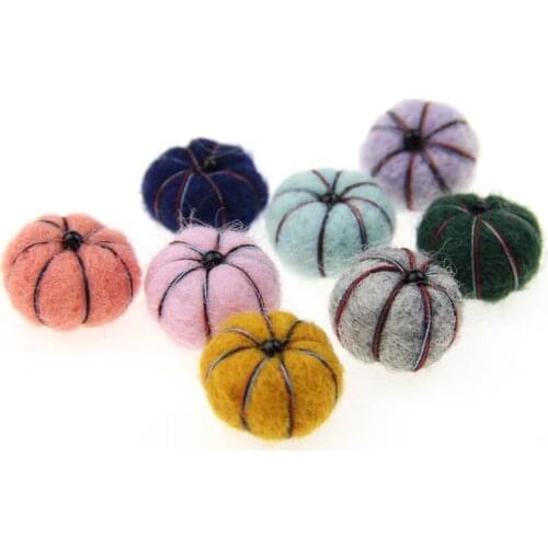 New Style 3D Handmade Felt Wool Pumpkin 20PCs 20MM 30MM DIY Girls Hair Jewelry Earring Ornament Garment Accessory Patch Craft