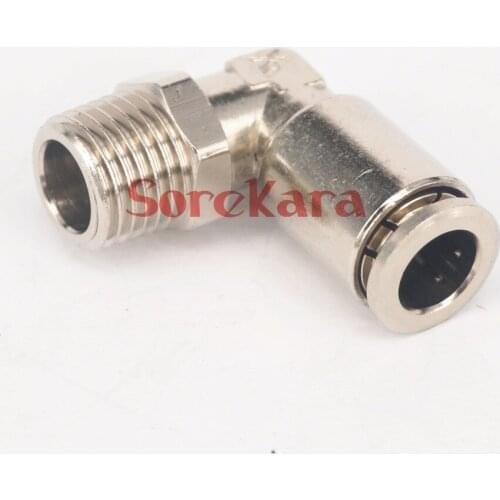 Pneumatic Nickel Brass ELbow Push In Connector Union Quick Release Air Fitting Plumbing 1/2" BSP Male to Fit Tube O/D 14mm