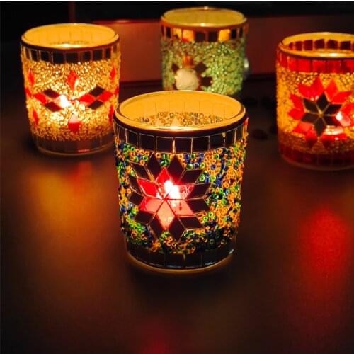 Handmade Mosaic Stained Glass Candle Holder DIY Aromatherapy Candle Empty Cup Interior bar Decoration Home decor accessories
