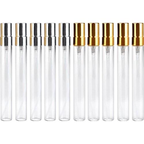 10 Pieces/10ML Refillable Parfum Travel Spray Bottle , Portable Perfume Spray Bottle with Aluminium Pump