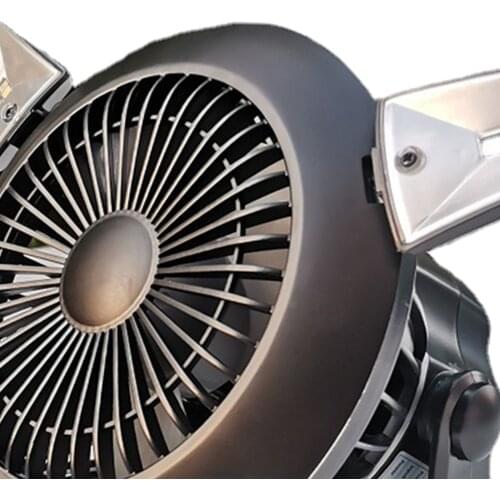 Portable Camping Cooling Fan Solar LED Light Tent Fan USB Rechargeable Lamp