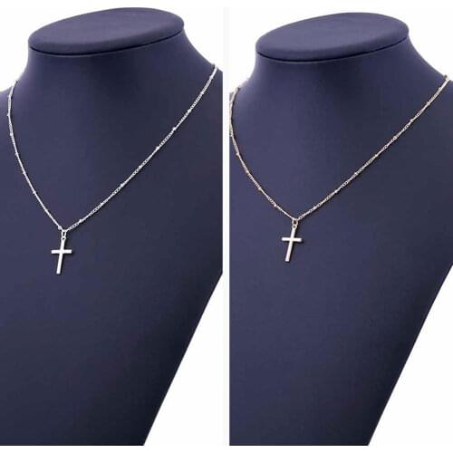 Simple Cross Necklace for Women and Men Trendy Cross Shape Pendant Necklace Chokers Charm Link Chain Necklaces Jewelry Gifts