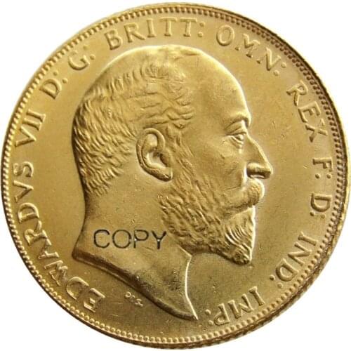 RARE 1903 KING EDWARD VII MATT PROOF GOLD PLATED 1 SOVEREIGN (1LSD) COPY COINS