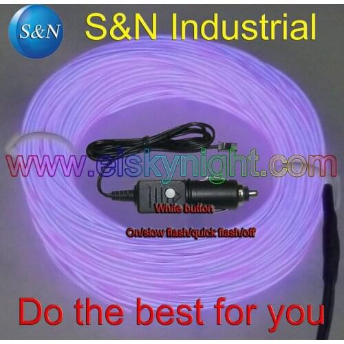 DC12V cigar plug on/quick flash/slow flash/off el wire controller/driver/inverter+3meter purple el wire/ strip+ free shipping
