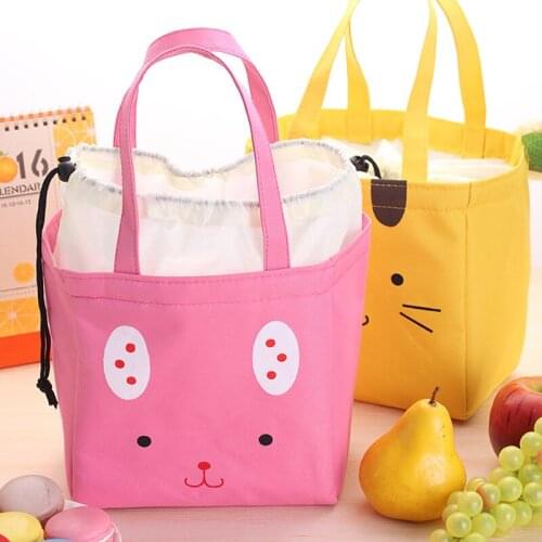 Lunch Bag Cartoon Cute Kid Women Thermal Insulation Waterproof Portable Picnic Insulated Food Storage Box Tote Canvas Lunch Bag