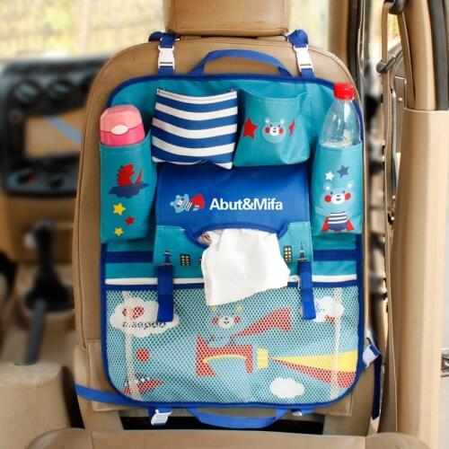 Cartoon car seat back bag rear seat Blue Bear storage box baby supplies storage car hanging bag car seat organizer