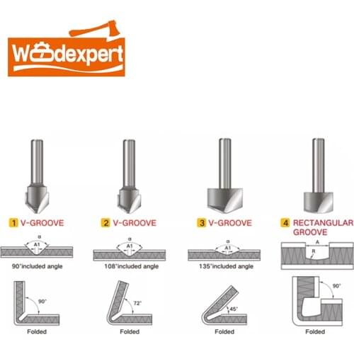 V-Groove CNC Round Bit 45/72/90 Degree,1/2 Shank PCD Diamond Cutter for Wood/Aluminum Composite Panels,1PCS