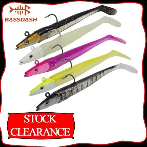 Stock Clearance Soft Swimbait with Hook Sinking Jig Head Soft Fishing Lure for Fresh and Saltwater 11cm 16g, 5-Pack