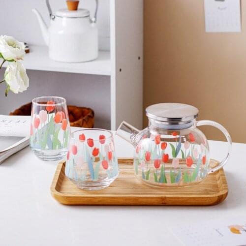 Rice South Korea ins blogger tulip tea set a particular suit cold flower pot juice pot high-temperature pot kettle