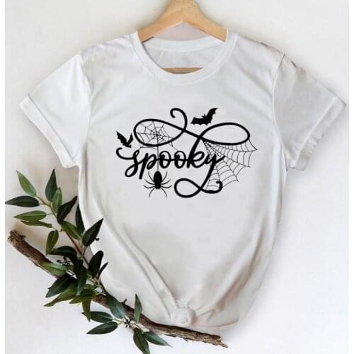 Female Tees Top Print T-Shirt Clothing Women Letters Trend New Style Autumn Fall Thanksgiving Halloween Graphic Tshirt T