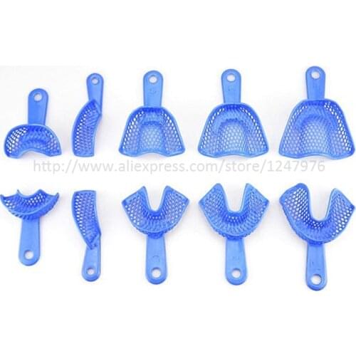10pcs Teeth Whitening Teeth Trays Dental Impression Trays Autoclavable Dental Central Dental Supply bule Trays Set