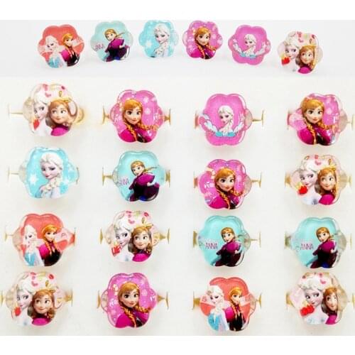 100pcs/lot Kids Girls Acrylic Finger Rings Disney Frozen Princess Party Costume Birthday Party Favors Gifts Party Supplies