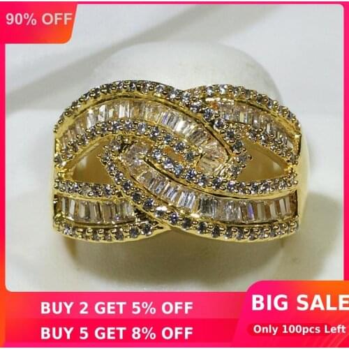 18K Gold Cross Diamond Ring 925 sterling silver Jewelry Engagement Wedding band Rings for Women Bridal Luxury Party accessory