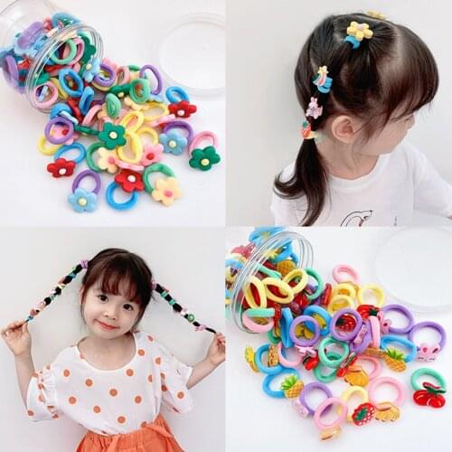 20PCS Kids Cute Hair Ties Flower Fashion Ponytail Holders Hair Ropes Kids Elastic Hair Bands Baby Headdress Hair Accessories