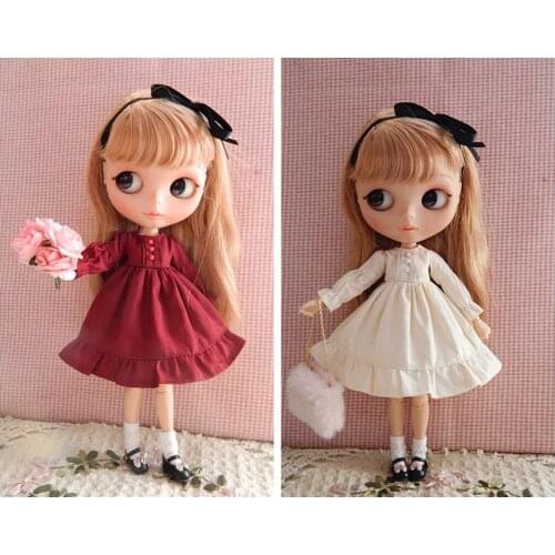 3Colors Blyth Doll Clothes Cute Wine Red Skirt for Blyth Dress Doll Accessories fit (Blyth,Pullip,Azone, Licca ,1/6 doll)