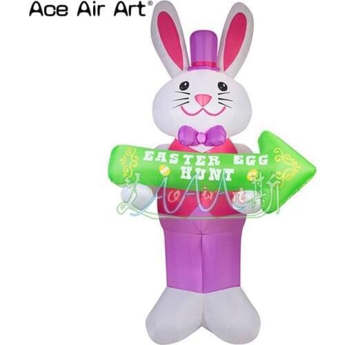3m tall lighting Easter inflatable Lighting decoration inflatable rabbit bunny with a Easter egg advertising for sale