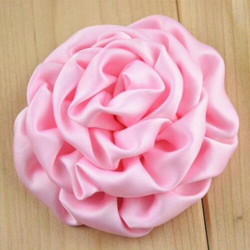 30pcs/lot 3" Satin Rosebud Fabric Hair Flowers Rose Puff Flowers for girls Wedding Garment DIY Accessoires 25 Color U Pick