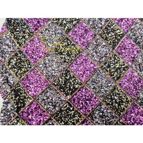5yards/bag 6 color sequined embroidery diamond checked laminated fabric used for dress design of festive party dress LF71