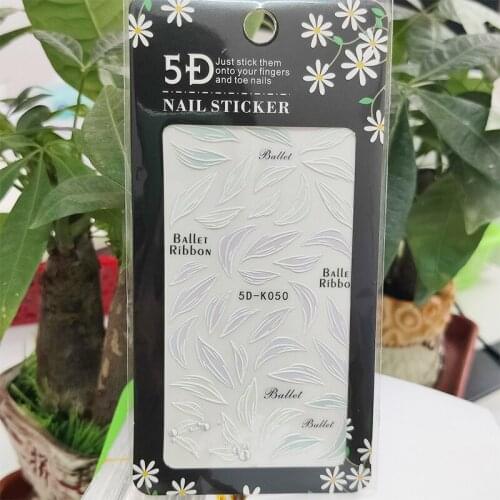 5D Stickers for Nails Color Line Ribbon Leaf Summer Nail Art Decorations Stereoscopic Sticker Accessories Anaglyph Effect Design