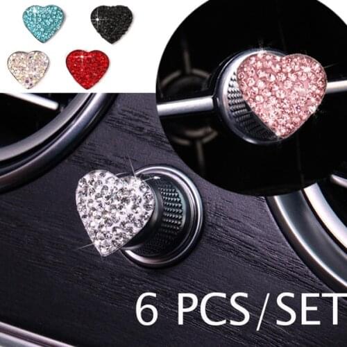6 PCS Fashion Car Stickers 6 Colors Crystal Rhinestone Auto Start Engine Ignition Key Bling for Car Interior Accessories