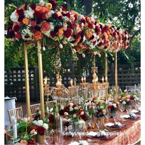 6pcs )gold iron flower display stand wedding party tabletop decoration centerpiece flower stand wholesale senyu01198