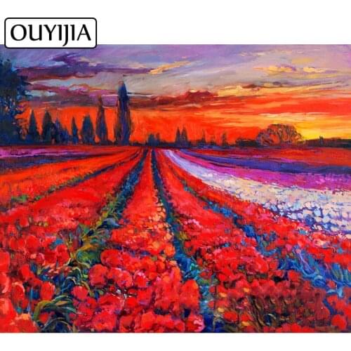 OUYIJIA 5D DIY Scenery Rose Diamond Painting Full Square Cross Stitch Embroidery Diamond Mosaic Rhinestone Accessories