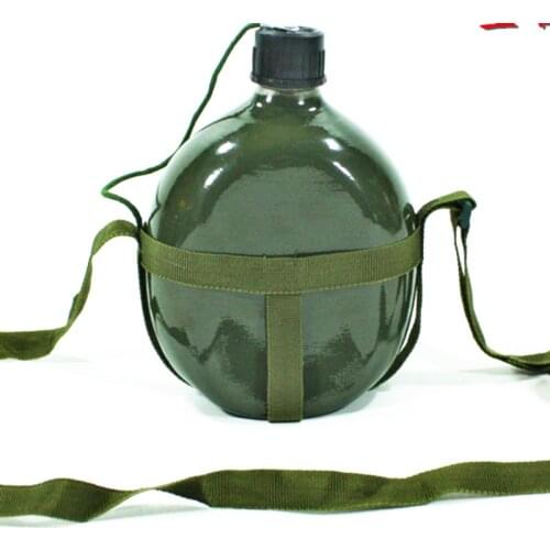 DEOUNY Aluminum Military Army Flask Wine Water Bottle Cooking Cup With Shoulder Strap Hiking Kettle Outdoor 1/1.5/2L Drinkware