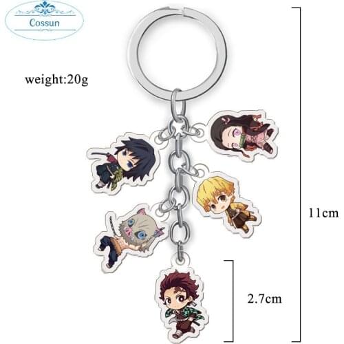 Anime Demon Slayer Kimetsu no Yaiba Keychain Acrylic Ghost Blade Pendants Cute Cartoon Bag Key Chains Cosplay Jewelry Gift